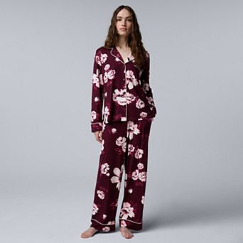 Women's Simply Vera Vera Wang Cozy Long Sleeve Pajama Top & Pajama Bottoms Set