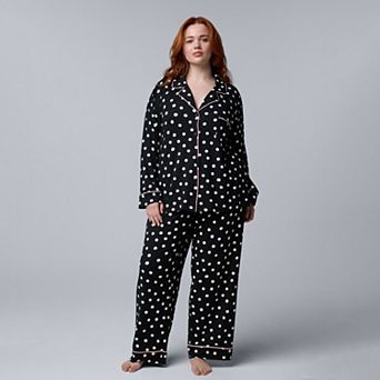 Plus Size Simply Vera Vera Wang Cozy Long Sleeve Pajama Top & Pajama Bottoms Set