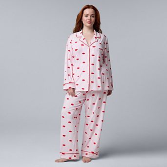 Plus Size Simply Vera Vera Wang Cozy Long Sleeve Pajama Top & Pajama Bottoms Set