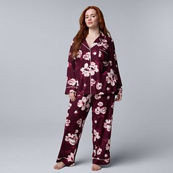 Plus Size Simply Vera Vera Wang Cozy Long Sleeve Pajama Top & Pajama Bottoms Set