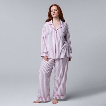 Plus Size Simply Vera Vera Wang Cozy Long Sleeve Pajama Top & Pajama Bottoms Set