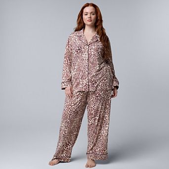 Plus Size Simply Vera Vera Wang Cozy Long Sleeve Pajama Top & Pajama Bottoms Set
