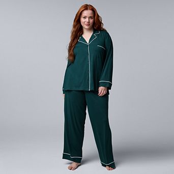 Plus Size Simply Vera Vera Wang Cozy Long Sleeve Pajama Top & Pajama Bottoms Set