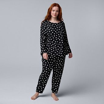 Plus Size Simply Vera Vera Wang Cozy Long Sleeve Pajama Top & Pajama Joggers Set