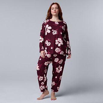 Plus Size Simply Vera Vera Wang Cozy Long Sleeve Pajama Top & Pajama Joggers Set