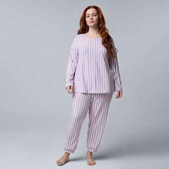 Plus Size Simply Vera Vera Wang Cozy Long Sleeve Pajama Top & Pajama Joggers Set