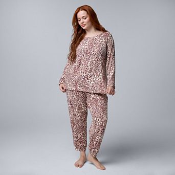 Plus Size Simply Vera Vera Wang Cozy Long Sleeve Pajama Top & Pajama Joggers Set