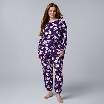 Plus Size Simply Vera Vera Wang Cozy Long Sleeve Pajama Top & Pajama Joggers Set