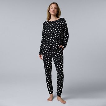 Women's Simply Vera Vera Wang Cozy Long Sleeve Pajama Top & Pajama Joggers Set