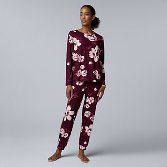 Women's Simply Vera Vera Wang Cozy Long Sleeve Pajama Top & Pajama Joggers Set