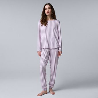 Women's Simply Vera Vera Wang Cozy Long Sleeve Pajama Top & Pajama Joggers Set