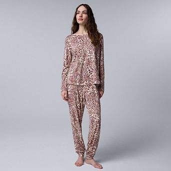 Women's Simply Vera Vera Wang Cozy Long Sleeve Pajama Top & Pajama Joggers Set