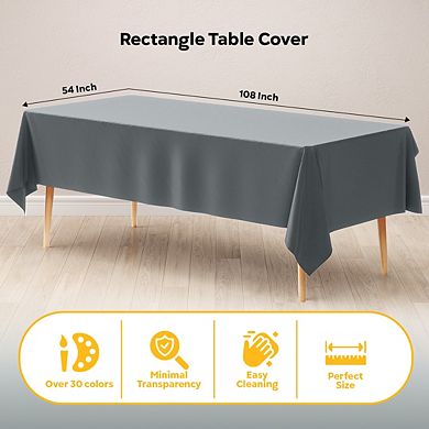 Disposable Plastic Table Covers 54 in. x 108 in. Rectangular Party Tablecloths, 12 Pack