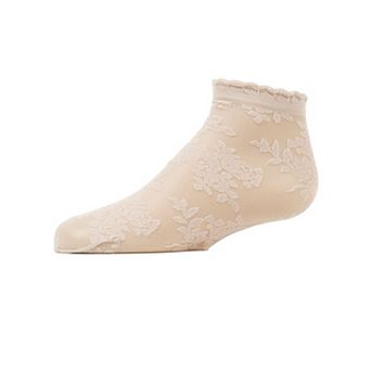 Botanic Sheer Girls Floral Embroidered Anklet Socks