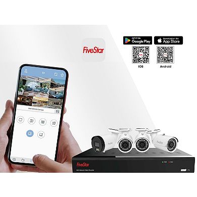 Five Star NVR 4K Professional Security Metal Case Camera System with 2TB HDD