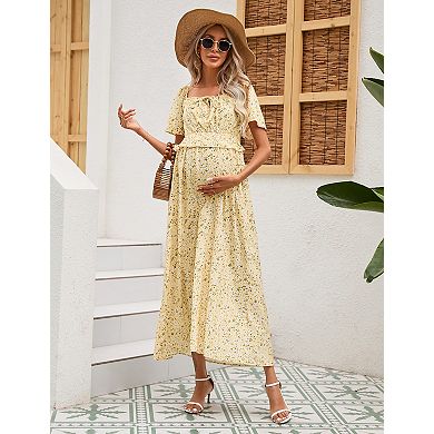 Women's Maternity Square Neck Short Sleeve Dress