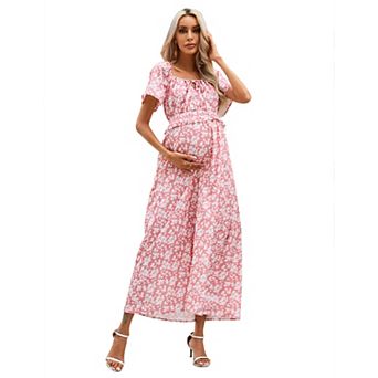 Women's Maternity Square Neck Short Sleeve Dress