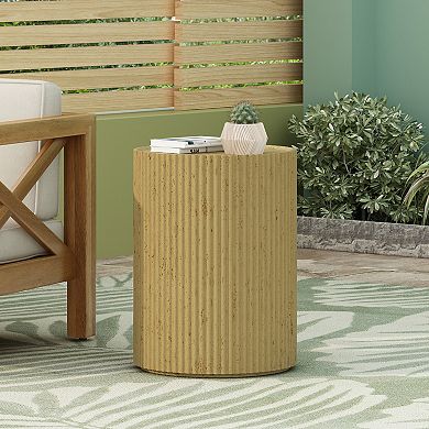 MGO Cylindrical Side Table, Wood-like texture, Antique brown Color