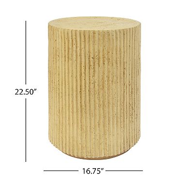 MGO Cylindrical Side Table, Wood-like texture, Antique brown Color