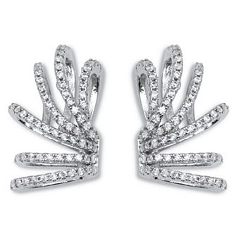PalmBeach Jewelry .87 TCW Platinum-Plated Cubic Zirconia Fanfare Drop Earrings