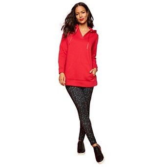 Roaman's Women's Plus Size Comfort+ Fleece V Neck Hooded Sweatshirt