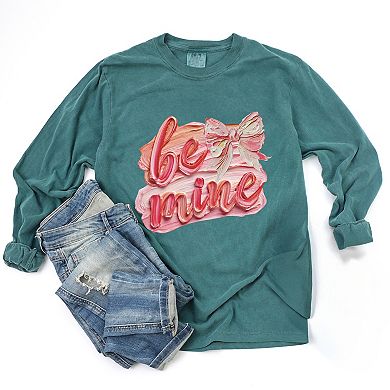 Be Mine Textured Paint - Women's Garment Dyed Long Sleeve Graphic T-Shirt