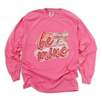 Be Mine Textured Paint - Women's Garment Dyed Long Sleeve Graphic T-Shirt