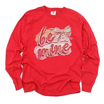 Be Mine Textured Paint - Women's Garment Dyed Long Sleeve Graphic T-Shirt