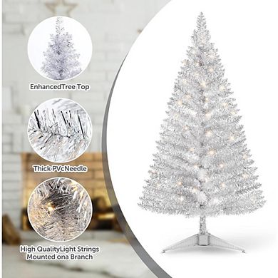 Lighted Silver Artificial Christmas Tree