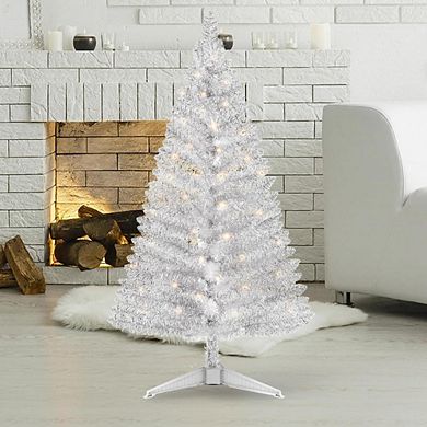 Lighted Silver Artificial Christmas Tree