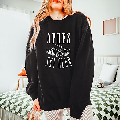 Aprés Ski Lift Outline - Women's Lightweight Garment Dyed Sweatshirt