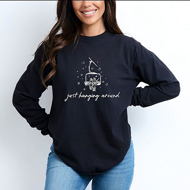 Just Hanging Around Ski Lift - Women's Garment Dyed Long Sleeve Graphic T-Shirt