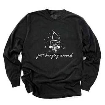 Just Hanging Around Ski Lift - Women's Garment Dyed Long Sleeve Graphic T-Shirt