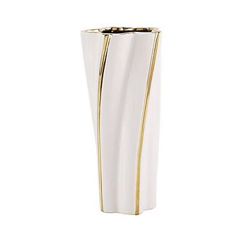 WHITE AND GOLD CERAMIC ORNAMENTAL VASE