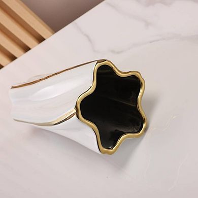 WHITE AND GOLD CERAMIC ORNAMENTAL VASE