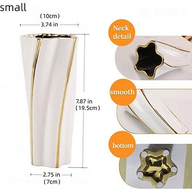 WHITE AND GOLD CERAMIC ORNAMENTAL VASE