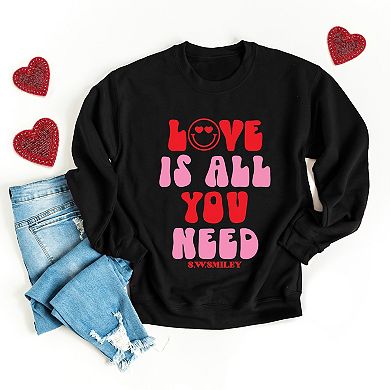 S.W.Smiley Love Is All You Need Smiley - Women's Graphic Sweatshirt