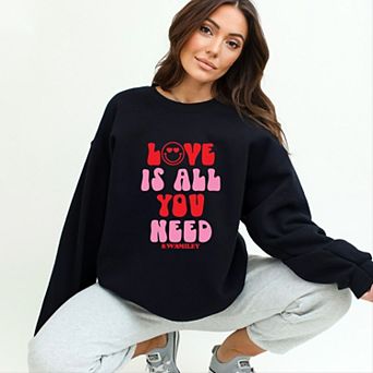 S.W.Smiley Love Is All You Need Smiley - Women's Graphic Sweatshirt