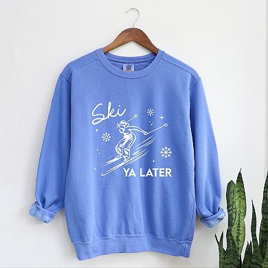 Ski Ya Later Snowflake - Women's Garment Dyed Graphic Sweatshirt