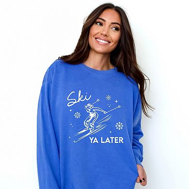 Ski Ya Later Snowflake - Women's Garment Dyed Graphic Sweatshirt