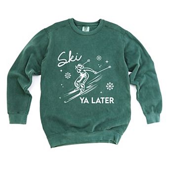 Ski Ya Later Snowflake - Women's Garment Dyed Graphic Sweatshirt