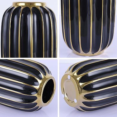 CERAMIC GOLD BLACK ORNAMENTAL VASE DECOR