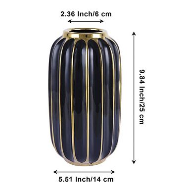 CERAMIC GOLD BLACK ORNAMENTAL VASE DECOR