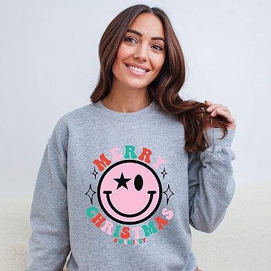 S.W.Smiley Merry Christmas Smiley - Women's Graphic Sweatshirt