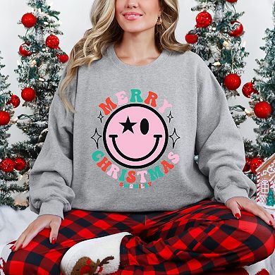 S.W.Smiley Merry Christmas Smiley - Women's Graphic Sweatshirt