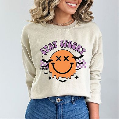 S.W.Smiley Stay Spooky Smiley Bats - Women's Graphic Sweatshirt