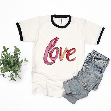 Love Cursive Paint - Women's Ringer Graphic T-Shirt