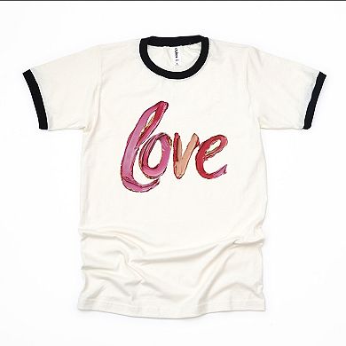 Love Cursive Paint - Women's Ringer Graphic T-Shirt