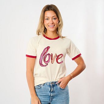 Love Cursive Paint - Women's Ringer Graphic T-Shirt
