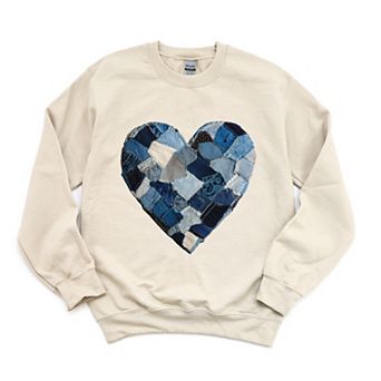 Demin Heart Print - Women's Graphic Sweatshirt